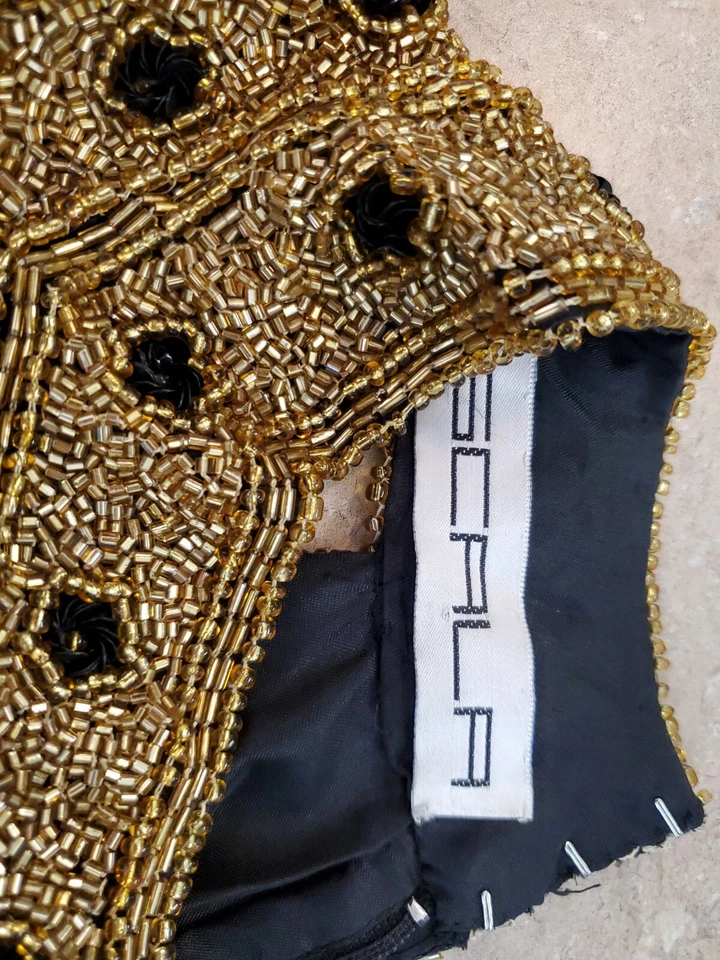 VESTIDO DE NOCHE SEÑORA NUEVO CON ETIQUETAS ESCALA MADRE DE LA NOVIA NEGRO Y DORADO TALLA M Foto 4 de 4