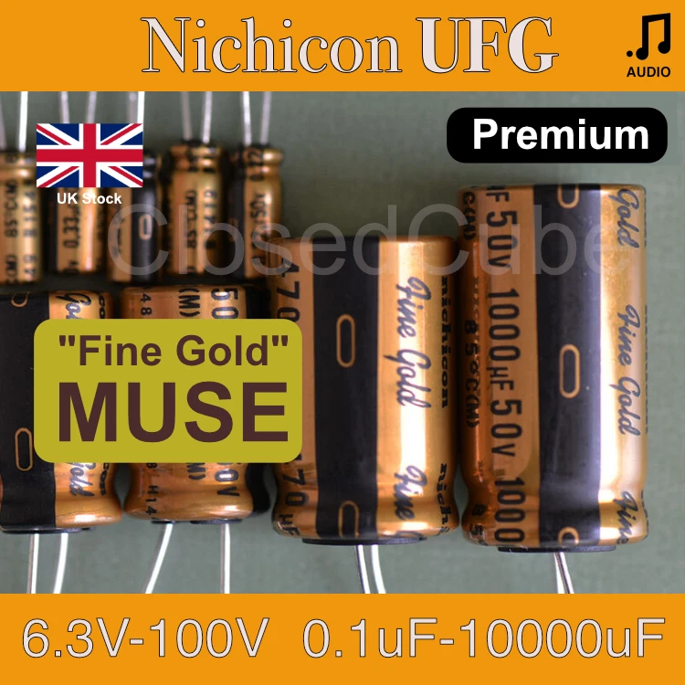 Nichicon UFG Premium [6.3V-100V] "Fine Gold" MUSE High Grade Audio Capacitors