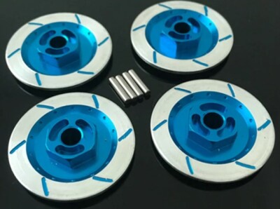 RC Auto Bremsscheiben Set - 12 mm Sechskant + Achsstifte Aluminium 1/10 blau - UK Verkäufer