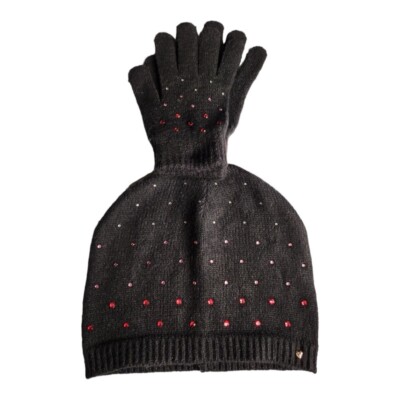 NWT JUICY COUTURE BLING RHINESTONE BEANIE HAT & GLOVES 