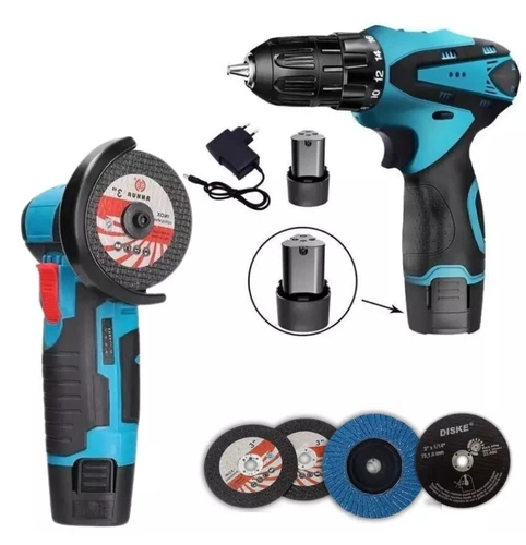 SET TRAPANO AVVITATORE MINI SMERIGLIATRICE FLEX 2 BATTERIE 76MM 48V 2AH 4 DISCHI - Foto 1 di 3