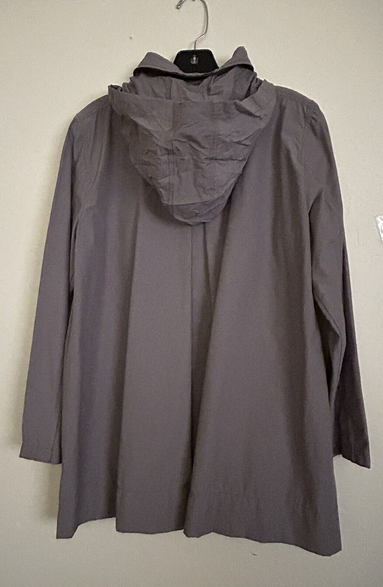 Eileen Fisher Gray Hooded Windbreaker Lightweight Women's S/P | eBay