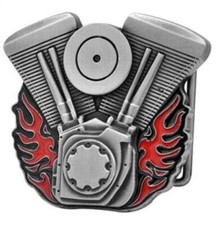 Red Motorcycle Engine Belt Buckle Metal BU144