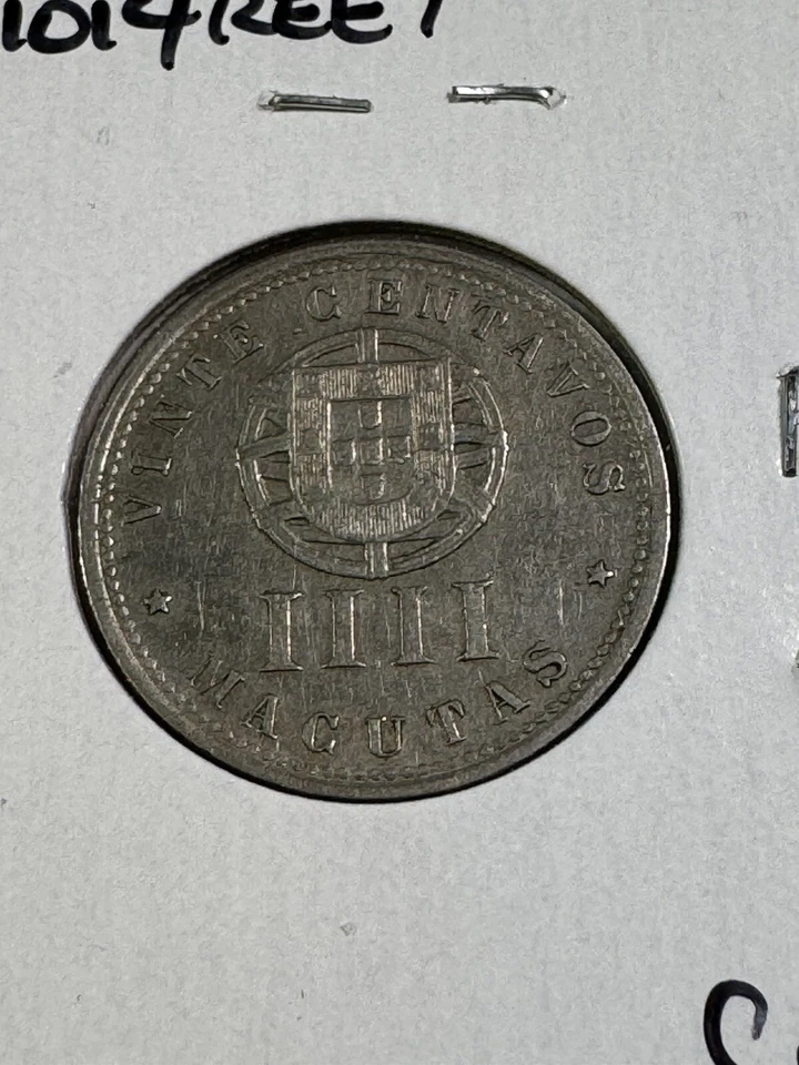 1927 Angola 4 Macutas (20 Centavos) Cleaned - Image 3 of 4