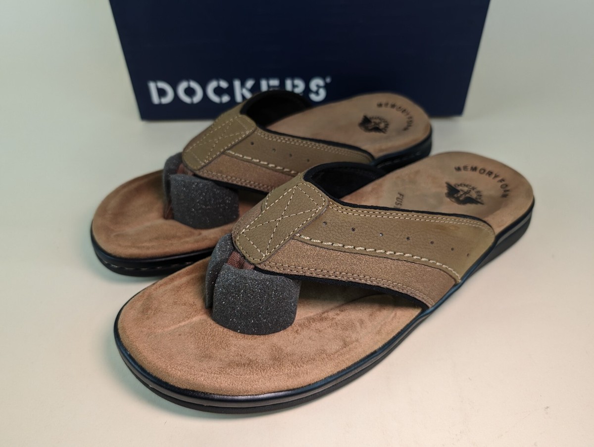 Dockers Sandals Mens 12M Laguna Flip Flop Dark Tan Memory Foam Insole Shoes NEW Dockers Sandals Mens 12 Laguna Flip Flop Dark Tan Memory  main image 3