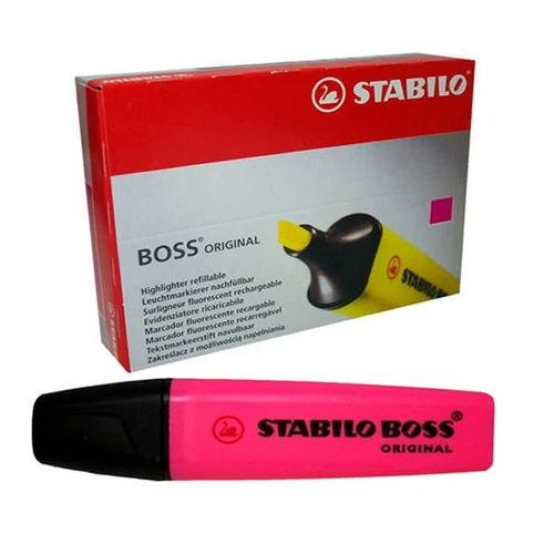 PINK Stabilo Boss Highlighter pens  Box 10 • Nib 2mm/5mm Original value pack