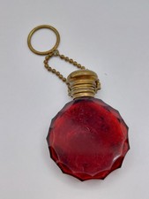 Antique Victorian Ruby RED Glass Scent Perfume Bottle pendant