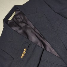Vintage Lands End Wool Blend Navy Blue With Gold Buttons Mens Blazer Size 44R