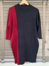 Phase Eight navy & red jumper dress – Euro XS, soft viscose blend, high neck