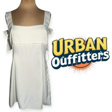 Urban Outfitters Bri Double Bow babydoll Satin Mini Dress White Size XL