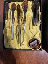Vintage 1920s Art Deco Faux Tortoiseshell Celluloid Manicure Vanity Set with Box