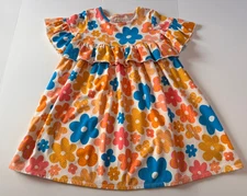 Tucker And Tate Girls Sweet Multi Color Daisy Ruffled Swing Dress Size 6 VGUC