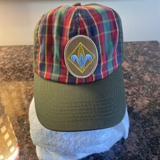Webelos Cub Scout Official Uniform Ballcap Hat Green Plaid M/L - VG
