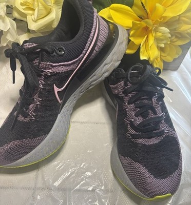 Nike Womens React Infinity Run Flyknit 2 CT2423 Black Purple Sneakers Shoes Sz 6