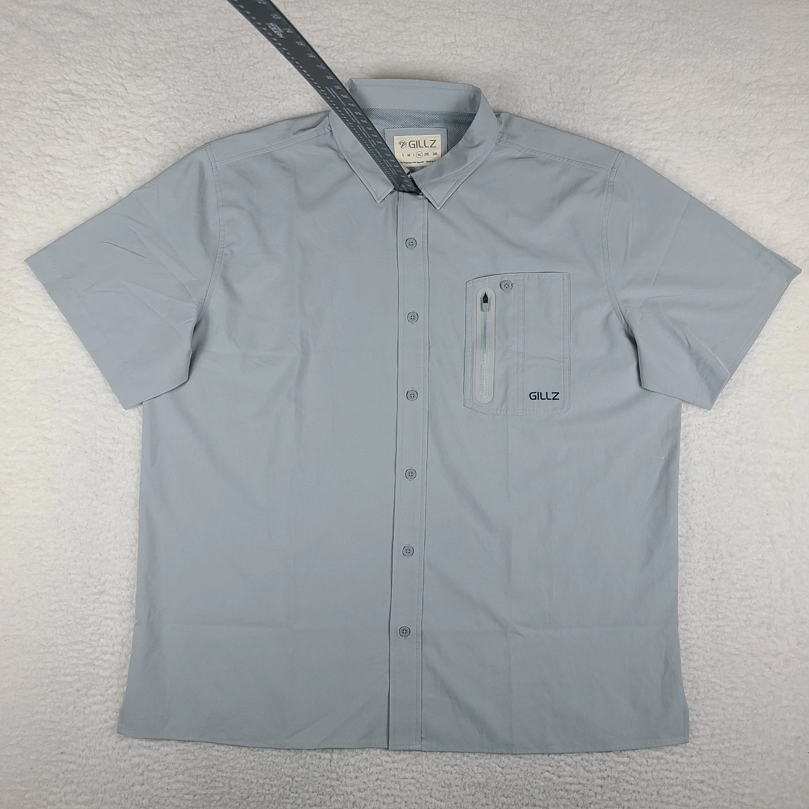 GILLZ Fishing Shirt Mens XL Gray Solid Performance Casual Outdoor Button Up