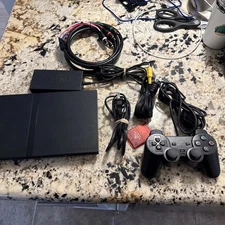 Sony PlayStation 2 Slim  Charcoal Black Console (SCPH-75001CB) W/ HD Retrovision