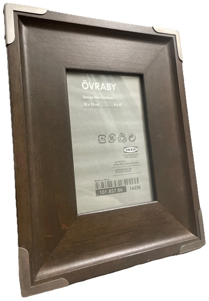 Marco de fotos IKEA ÖVRABY 4x6 diseño Nike Karlsson madera plata tachuelas esquinas raro Foto 2 de 4