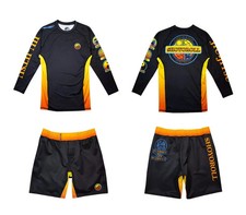 New Malibu Shoyoroll Rash Guard Competitor LS & Bjj Training Shorts Yellow No Gi