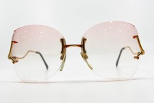 Vintage Luxottica 1355 Red White Oval Sunglasses Italy FRAMES ONLY