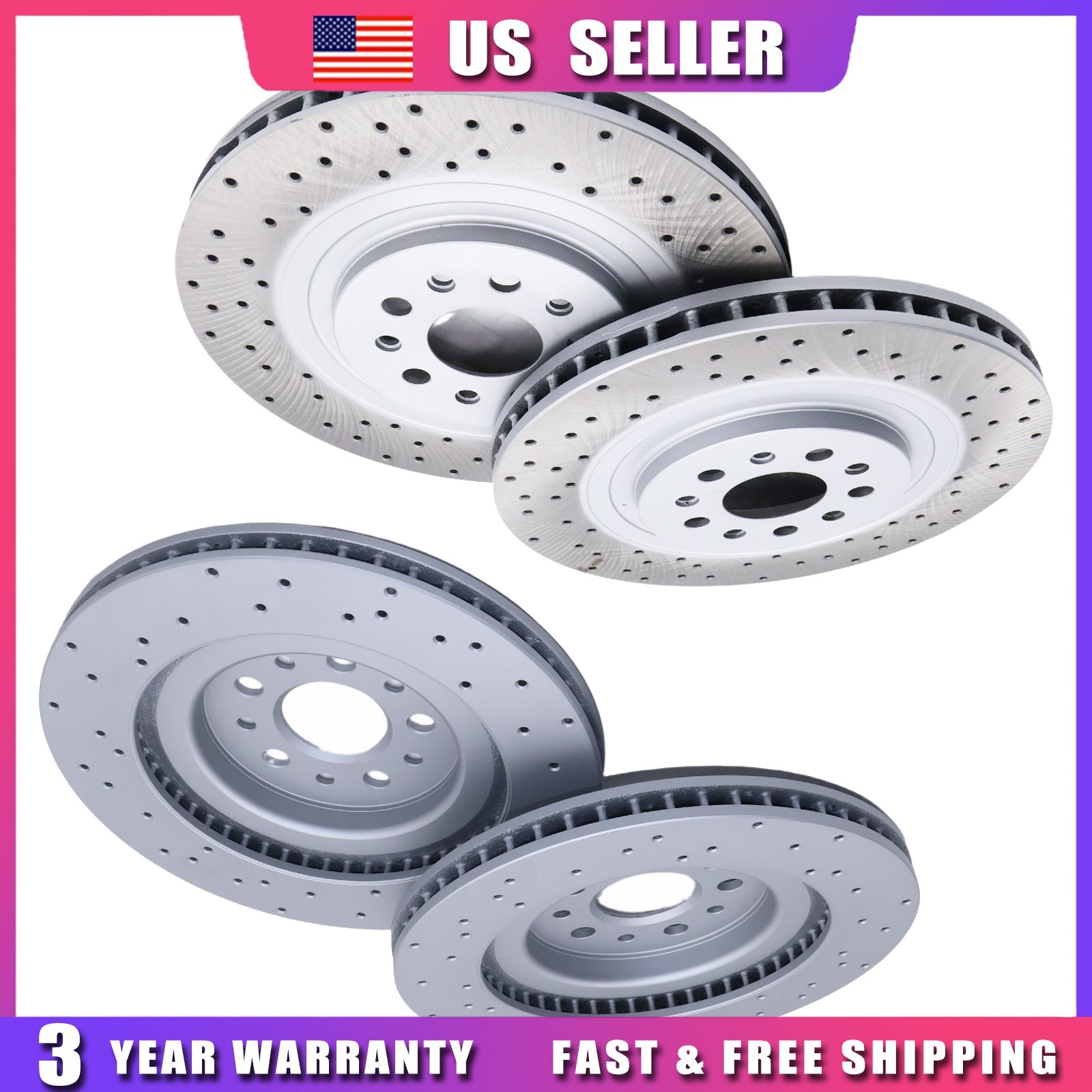 4pcs Brake Rotor With Holes fit Maserati Quattroporte Ghibli 17+, 670035019