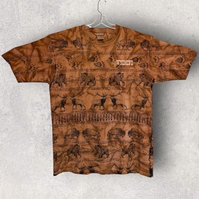 Vintage Wyoming Bear, Elk & Bison  ️ Sneaky Tees 1994 Tie Dye T Shirt XL 24 x32 