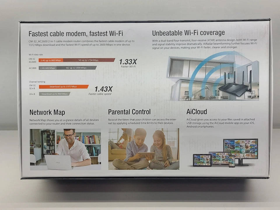 ASUS Wireless AC2600 DOCSIS 3.0 Cable Modem Router CM-32 - Image 3 of 4