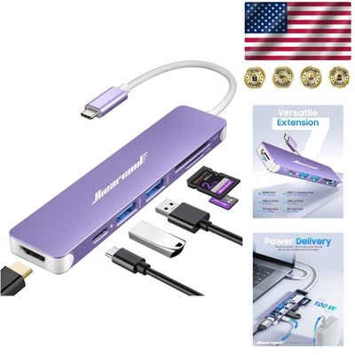7-in-1 USB C Hub with 4K HDMI & 100W Power Delivery for Ultimate Connectivity