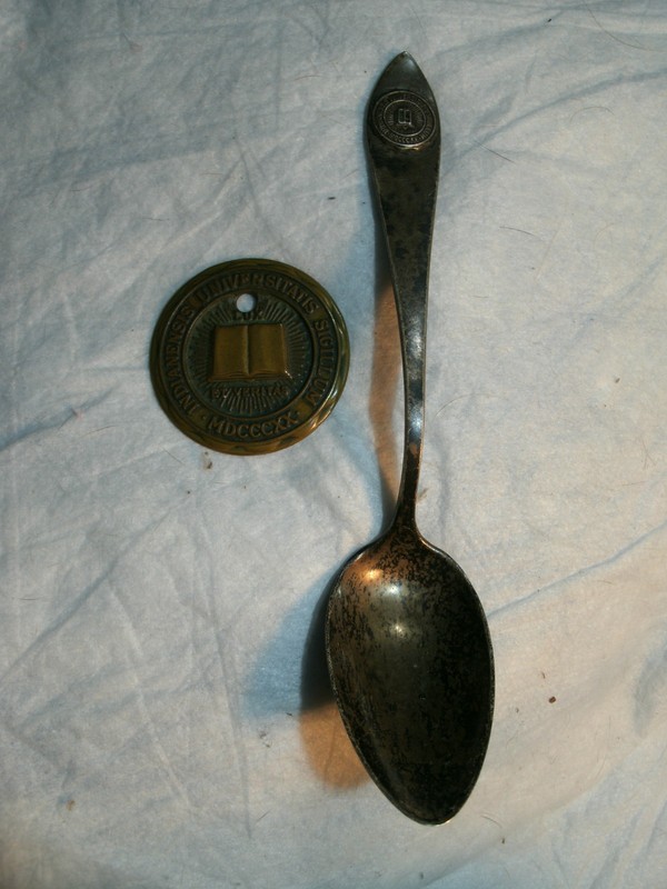 Indianensis Universitatis Sigillum Medallion & Sterling Silver Spoon With Emblem