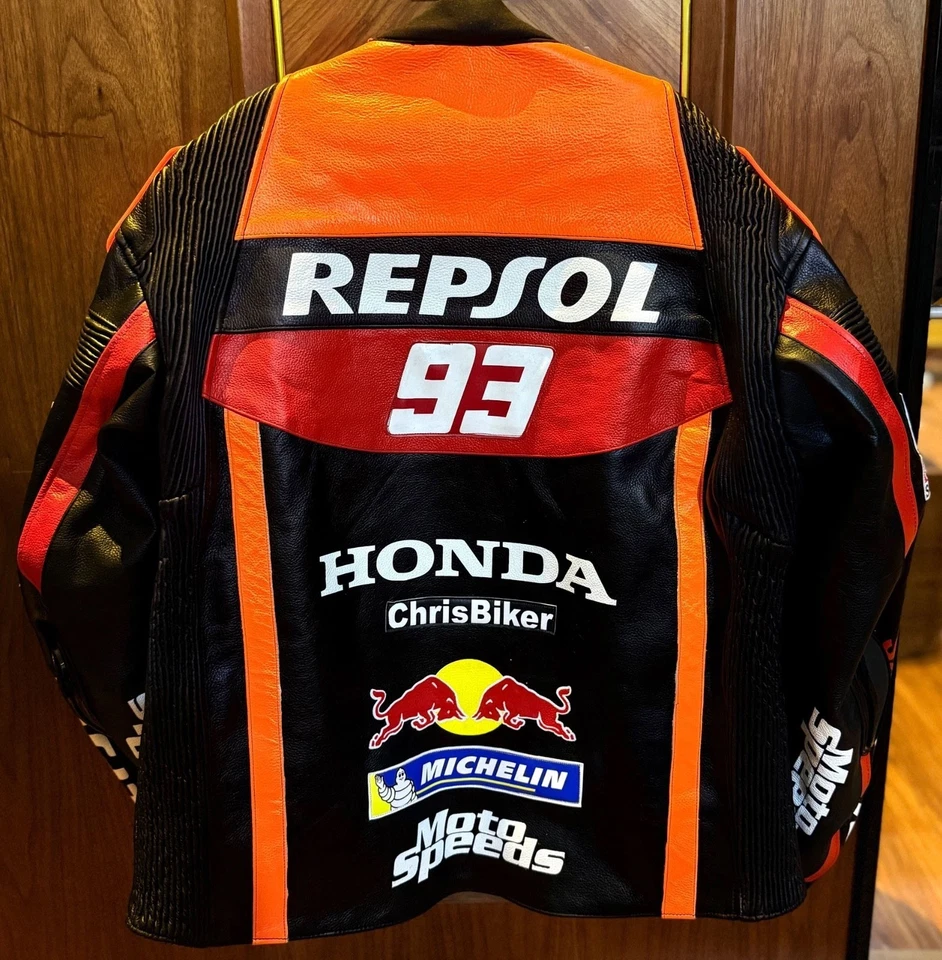 HONDA REPSOL MEN MOTORBIKE LEATHER JACKET MOTORBIKE JACKET RIDER RACING GEAR CE - Image 2 of 3