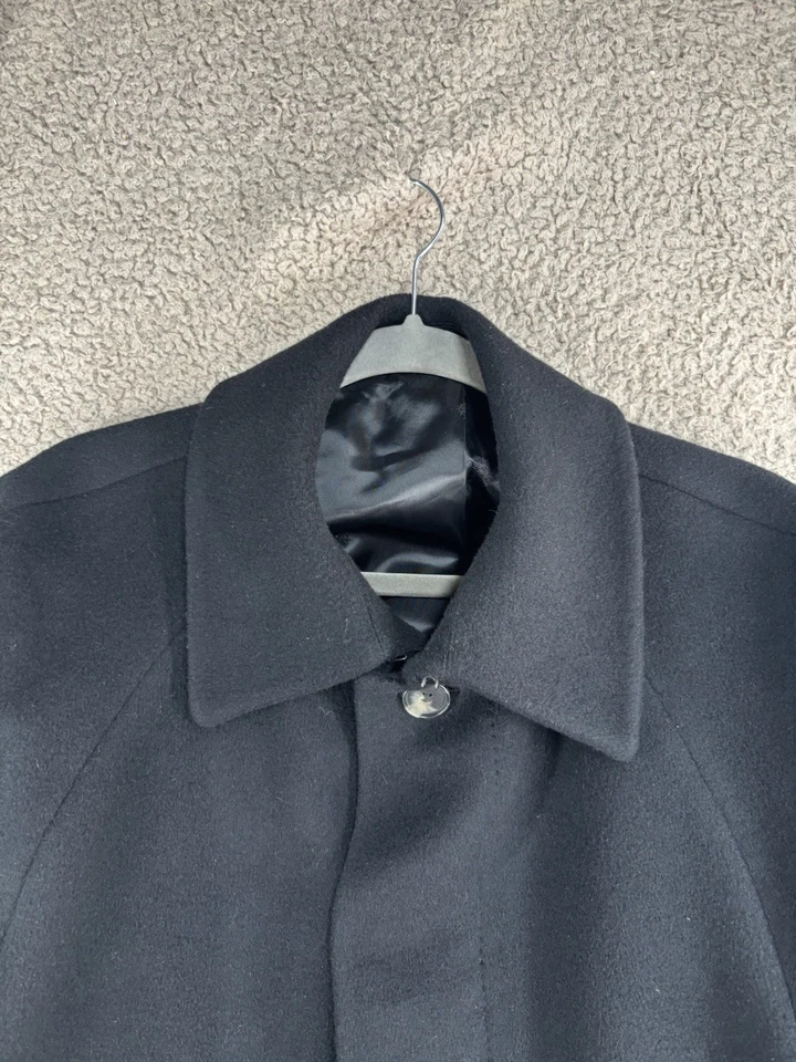 Vintage Crombie Coat Mens 46R Black Overcoat Button Up Cashmere Angora Wool - Image 2 of 4