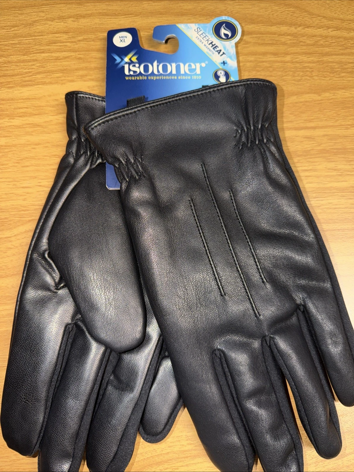 Isotoner Signature Men's Insulated Faux-Leather Touchscreen Gloves, XL