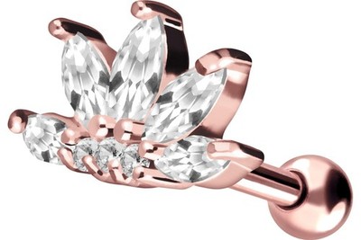 PIERCINGLINE 16G Surgical steel 316L ear piercing jewelry | LOTUS BLOSSOM + C...