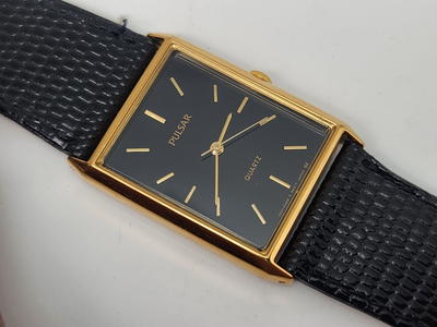 #ad Vintage Pulsar Dress Tank Quartz Watch New Battery $100.00