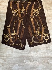 LRL Ralph Lauren 100 Silk Scarf Brown Plaid Equestrian Bridle Vintage Horse