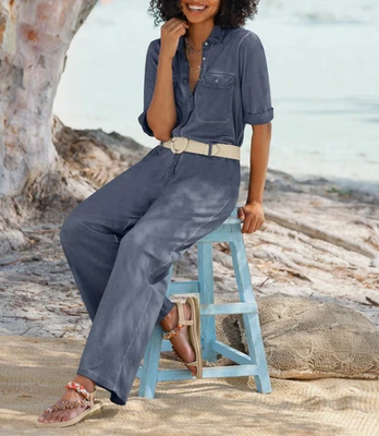 474244 Heine Damen Jumpsuit Overall blau jeansblau NEU Gr. 34 - 50 - Bild 1 von 3