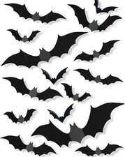 120 Pcs 3D Halloween Bats Wall Decor Scary Bat Stickers 4 Sizes Party Decoration