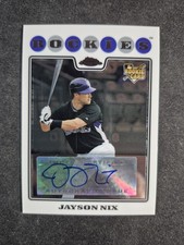 Jayson Nix Topps Chrome 2008 RC Rookie Autograph Auto Rockies Baseball Card. rookie card picture