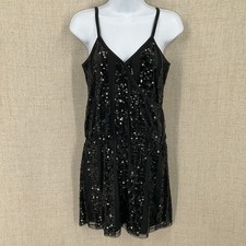 Express Sequin Mini Dress Women Size S Black Wrap V-Neck Party Glam Lightweight