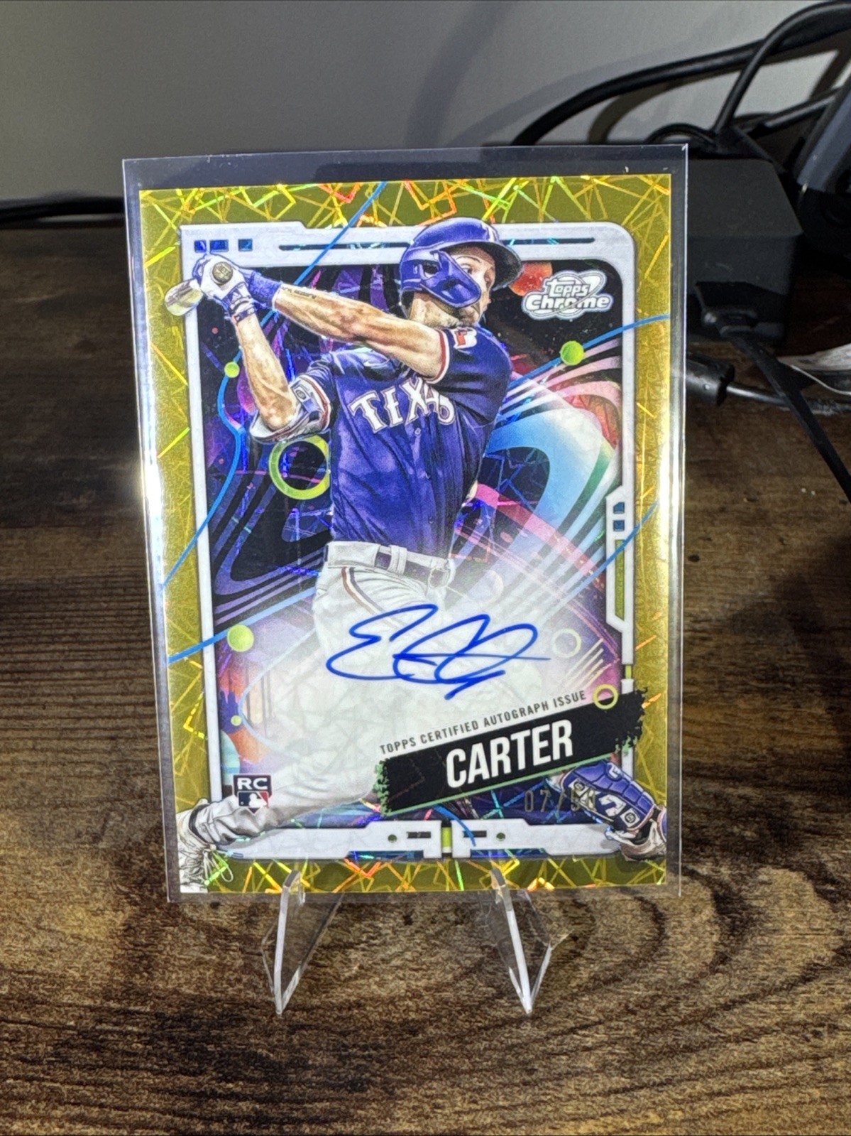 2024 Topps Cosmic Chrome - Autographs Evan Carter Gold Laser / 50 On card auto!