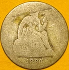 1860 U.S. SEATED LIBERTY SILVER DIME 10c COIN (Good) 606K Mintage! Pre-Civil War