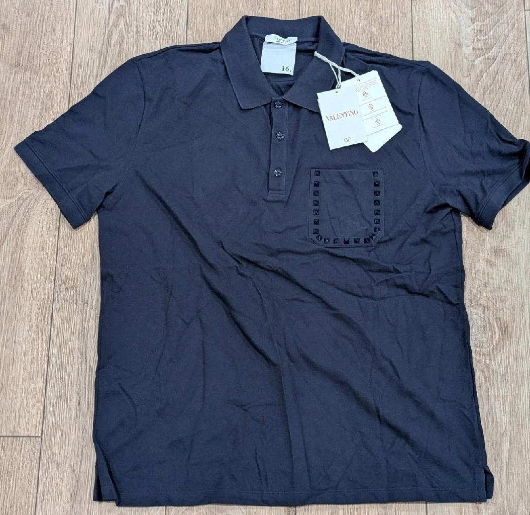 Chemise Homme VALENTINO Coton Imprimé Logo VLTN - Taille IT 48, Multicolore, Manches Courtes, Neuve étiquetée