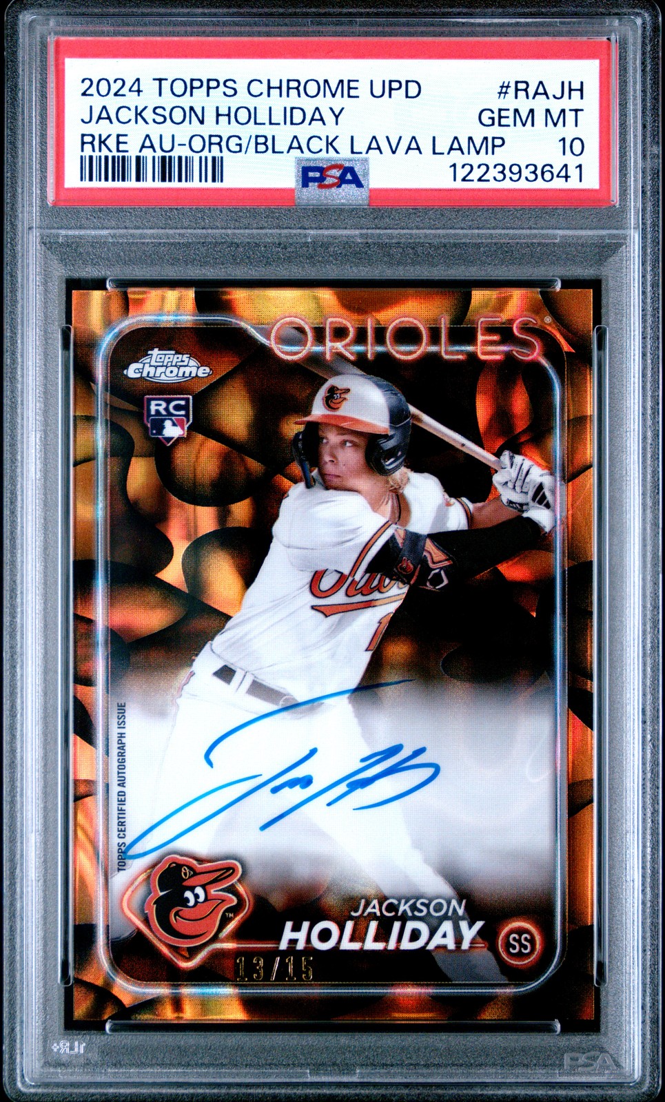 2024 TOPPS CHROME UPDATE CHROME ROOKIE AUTOS #RAJH JACKSON HOLLIDAY 13/15 PSA 10