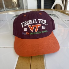 Vintage Virginia Tech Hokies SnapBack Hat 1996 FedEx Orange Bowl Made In USA Cap