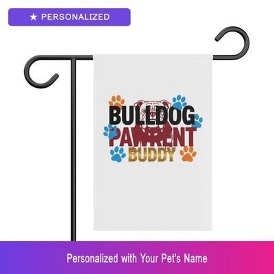 Custom Bulldog Paw Print Garden Flag Personalized Pet Name Yard Easter Gift