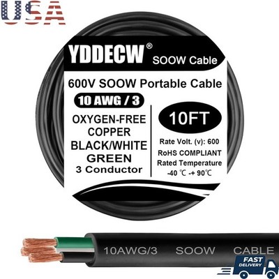 Heavy Duty SOOW Cable 600V 3 Conductor Waterproof Industrial Power Wire New