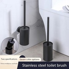 Stainless Steel Toilet Brush Holder Bathroom Cleaning Brush Wall Mount Black