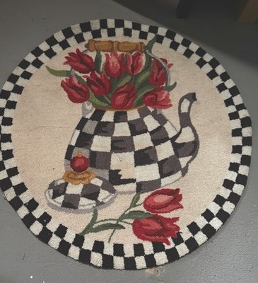 Brand New Mackenzie-Childs Tulip Kettle 3' Round Rug-new