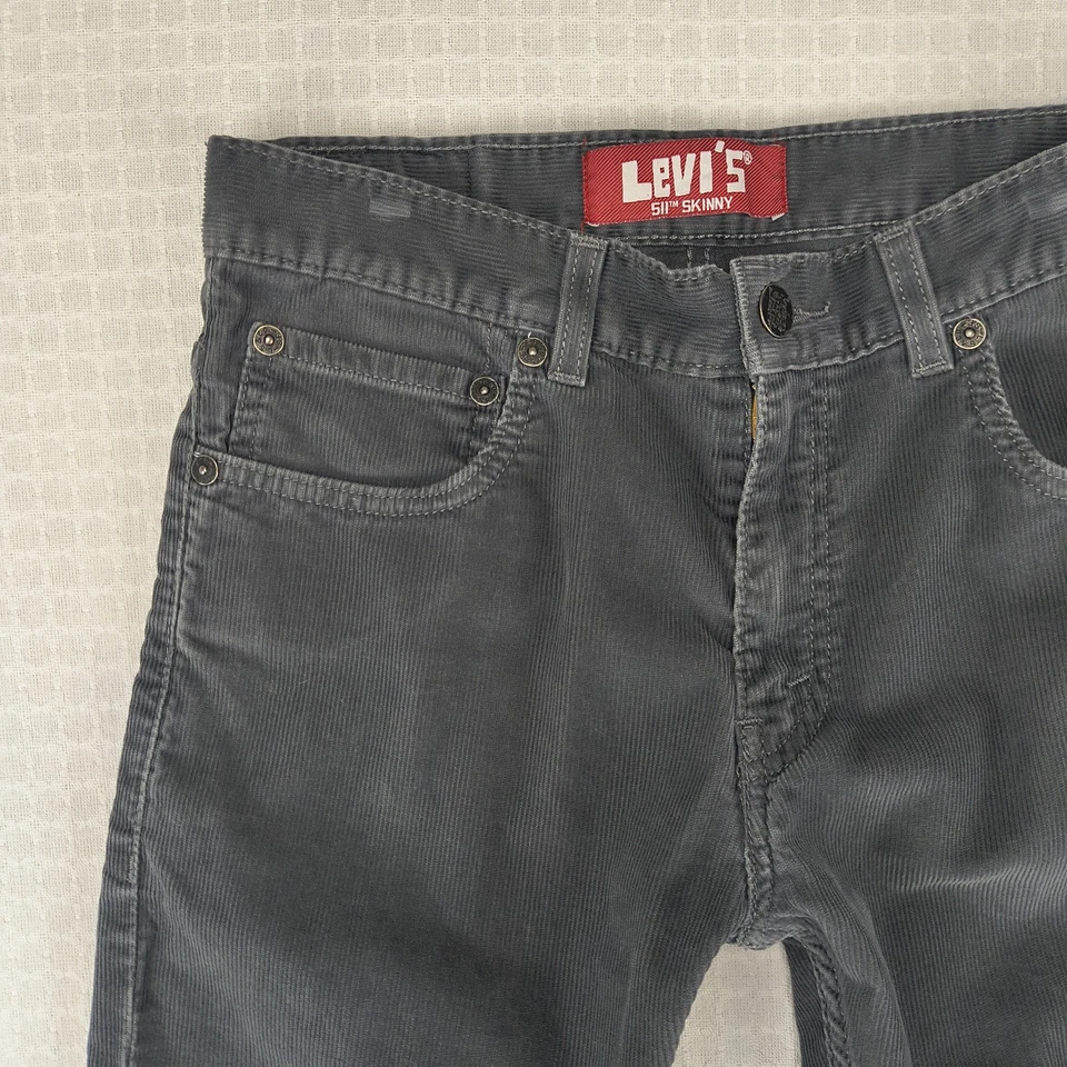 Levi's 511 Flaco 29x29 18 Azul Regular/Gris Pana Vintage Rojo Tab Grunge Retro Foto 4 de 4