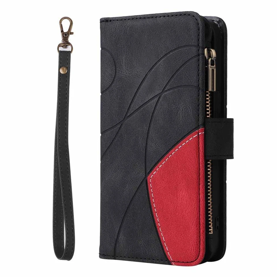 For iPhone 16 15 14 13 12 11 X SE 7 8 Plus Zipper Wallet Leather Flip Case Cover - Image 3 of 4