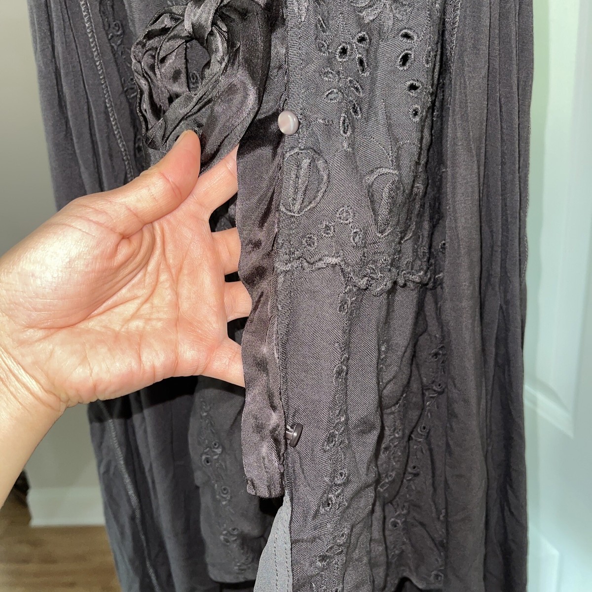 Anthropologie Tiny Women's Cotton Embroidered Dress Dark Gray Size Medium |  eBay